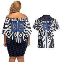 Custom Aotearoa Ngati Tuwharetoa Couples Matching Off Shoulder Short Dress and Hawaiian Shirt Maori Tribal Pattern Mix Poutama LT05 - Polynesian Pride