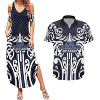 Custom Aotearoa Ngati Tuwharetoa Couples Matching Summer Maxi Dress and Hawaiian Shirt Maori Tribal Pattern Mix Poutama