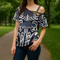 Custom Aotearoa Ngati Tuwharetoa Cross Shoulder Shirt Maori Tribal Pattern Mix Poutama