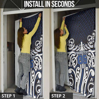 Custom Aotearoa Ngati Tuwharetoa Door Cover Maori Tribal Pattern Mix Poutama