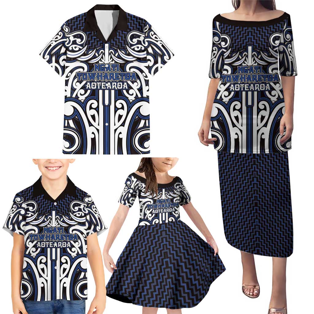 Custom Aotearoa Ngati Tuwharetoa Family Matching Puletasi and Hawaiian Shirt Maori Tribal Pattern Mix Poutama LT05 - Polynesian Pride