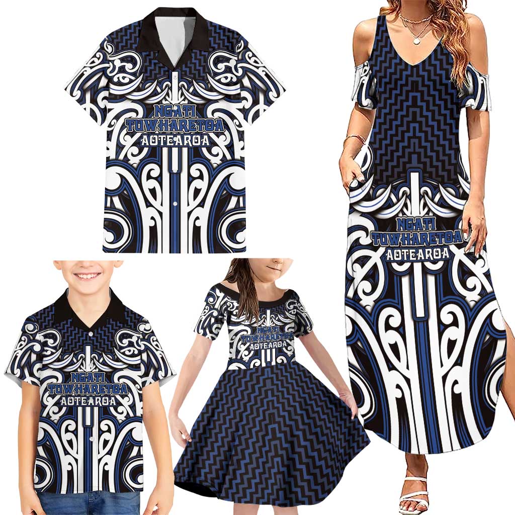 Custom Aotearoa Ngati Tuwharetoa Family Matching Summer Maxi Dress and Hawaiian Shirt Maori Tribal Pattern Mix Poutama LT05 - Polynesian Pride