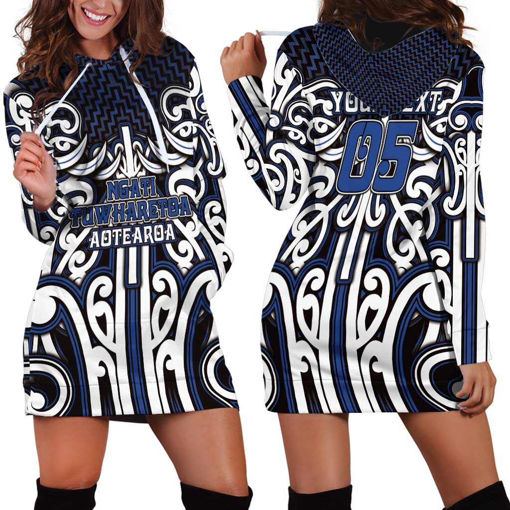 Custom Aotearoa Ngati Tuwharetoa Hoodie Dress Maori Tribal Pattern Mix Poutama