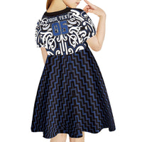 Custom Aotearoa Ngati Tuwharetoa Kid Short Sleeve Dress Maori Tribal Pattern Mix Poutama LT05 - Polynesian Pride