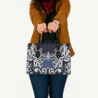 Custom Aotearoa Ngati Tuwharetoa Leather Bag Maori Tribal Pattern Mix Poutama