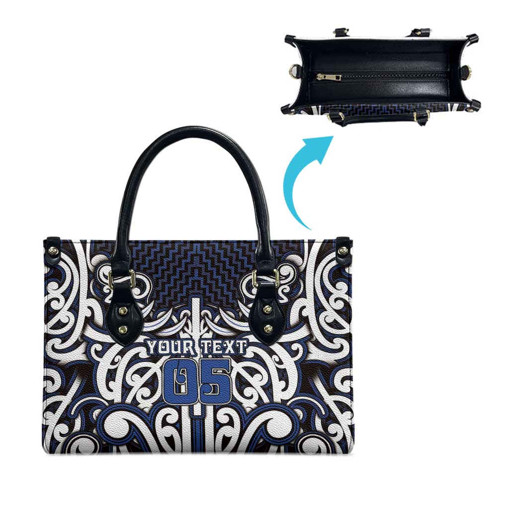 Custom Aotearoa Ngati Tuwharetoa Leather Bag Maori Tribal Pattern Mix Poutama