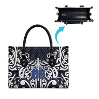 Custom Aotearoa Ngati Tuwharetoa Leather Bag Maori Tribal Pattern Mix Poutama