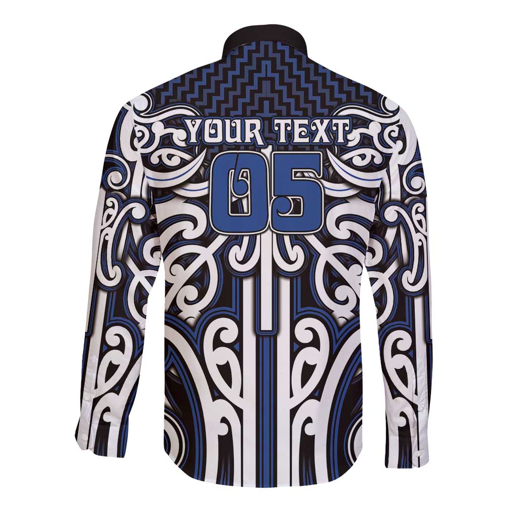 Custom Aotearoa Ngati Tuwharetoa Long Sleeve Button Shirt Maori Tribal Pattern Mix Poutama