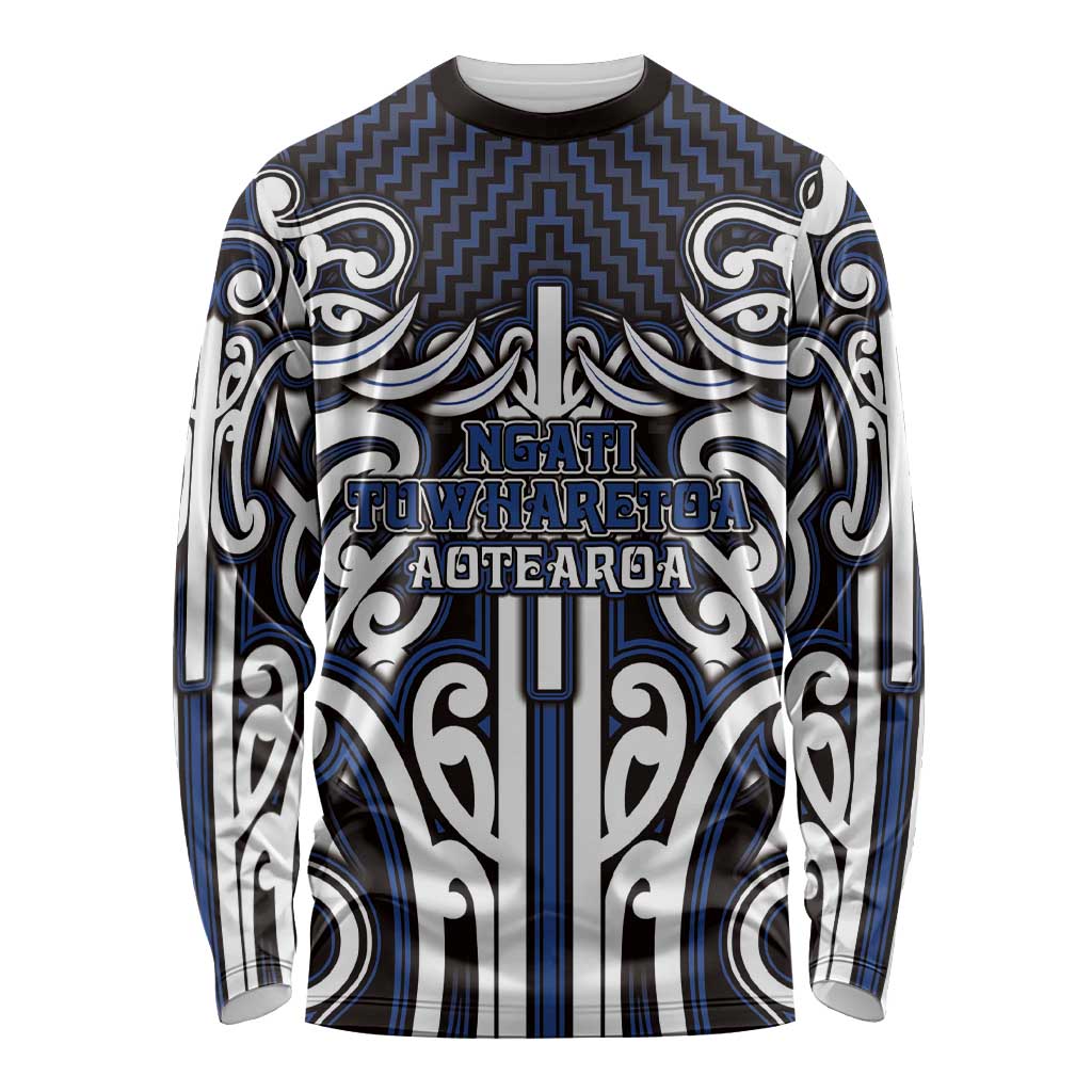 Custom Aotearoa Ngati Tuwharetoa Long Sleeve Shirt Maori Tribal Pattern Mix Poutama