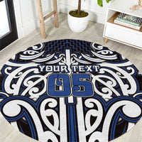 Custom Aotearoa Ngati Tuwharetoa Round Carpet Maori Tribal Pattern Mix Poutama