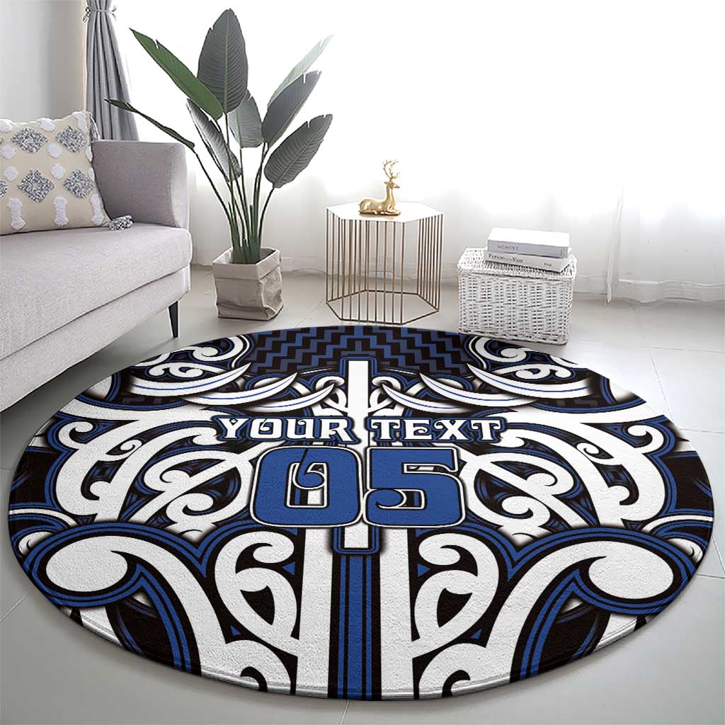 Custom Aotearoa Ngati Tuwharetoa Round Carpet Maori Tribal Pattern Mix Poutama