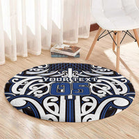 Custom Aotearoa Ngati Tuwharetoa Round Carpet Maori Tribal Pattern Mix Poutama