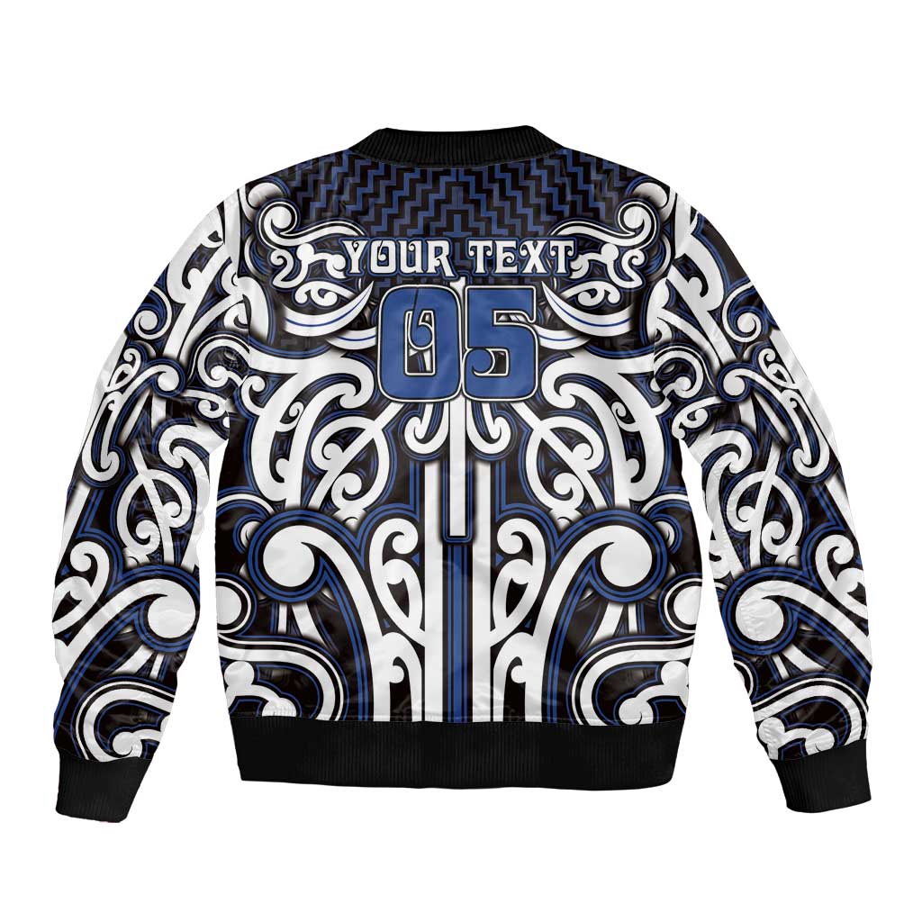 Custom Aotearoa Ngati Tuwharetoa Sleeve Zip Bomber Jacket Maori Tribal Pattern Mix Poutama LT05 - Polynesian Pride