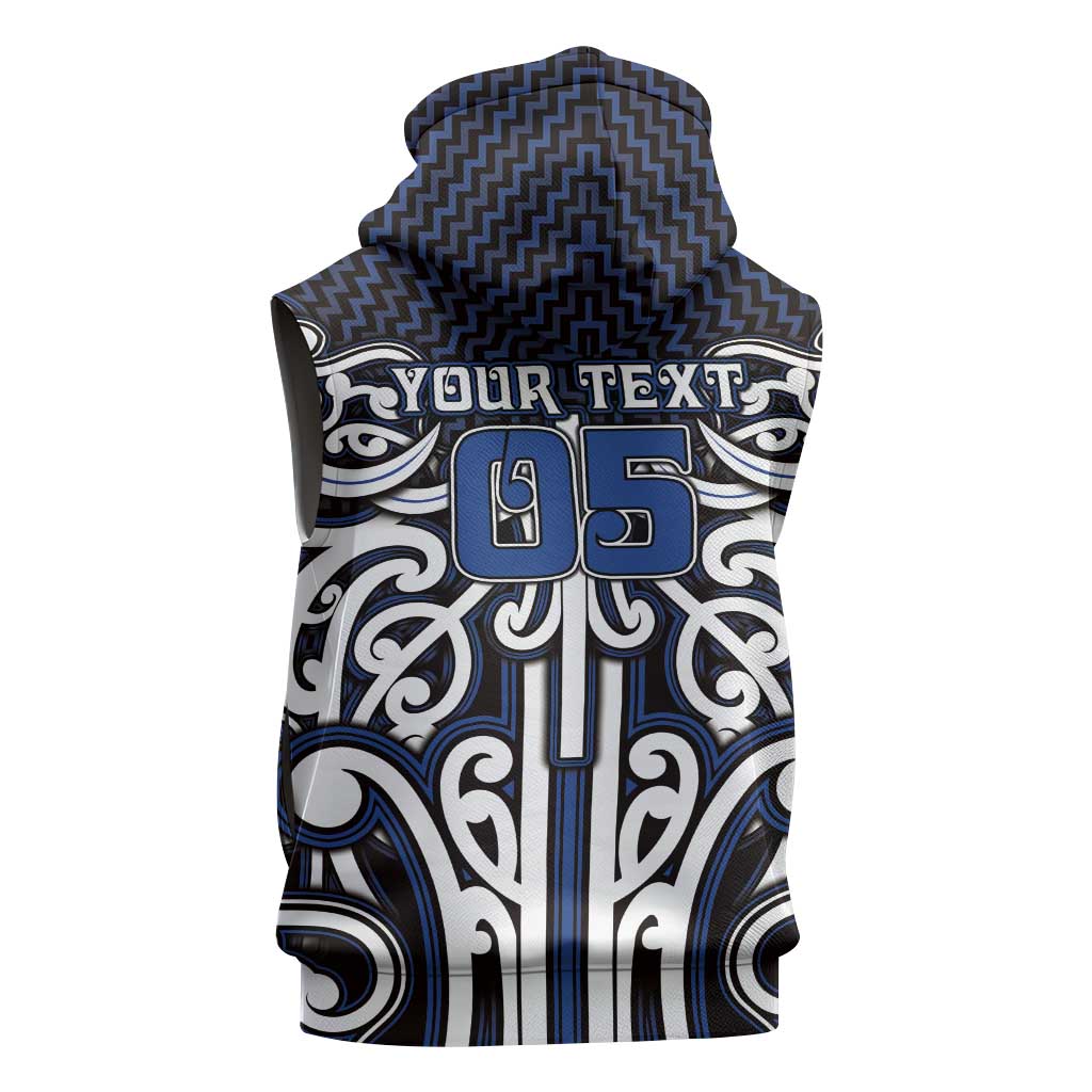 Custom Aotearoa Ngati Tuwharetoa Sleeveless Hoodie Maori Tribal Pattern Mix Poutama