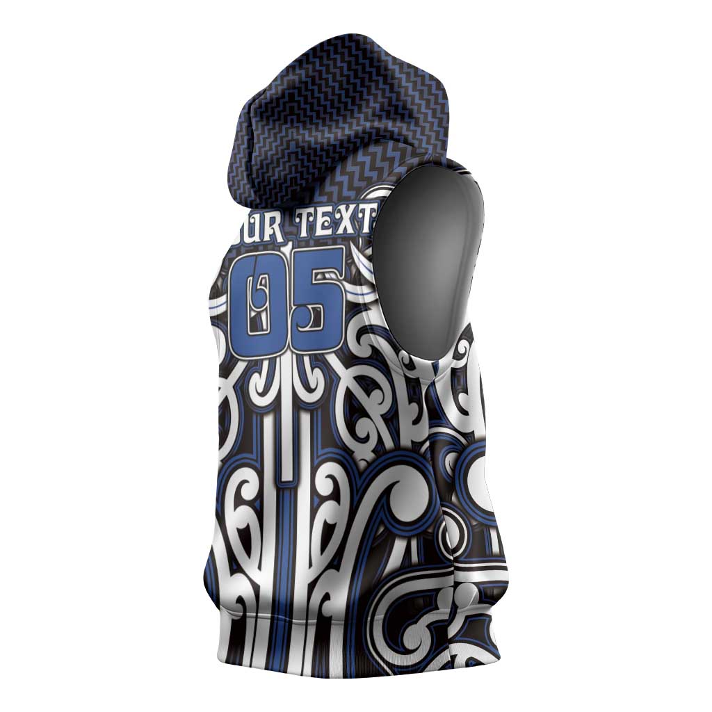 Custom Aotearoa Ngati Tuwharetoa Sleeveless Hoodie Maori Tribal Pattern Mix Poutama