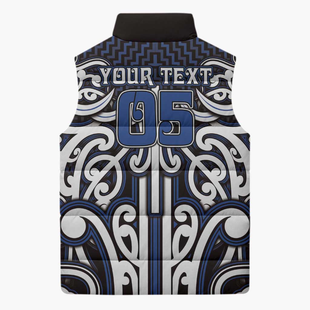 Custom Aotearoa Ngati Tuwharetoa Sleeveless Puffer Jacket Maori Tribal Pattern Mix Poutama