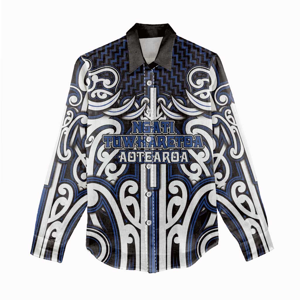Custom Aotearoa Ngati Tuwharetoa Women Casual Shirt Maori Tribal Pattern Mix Poutama