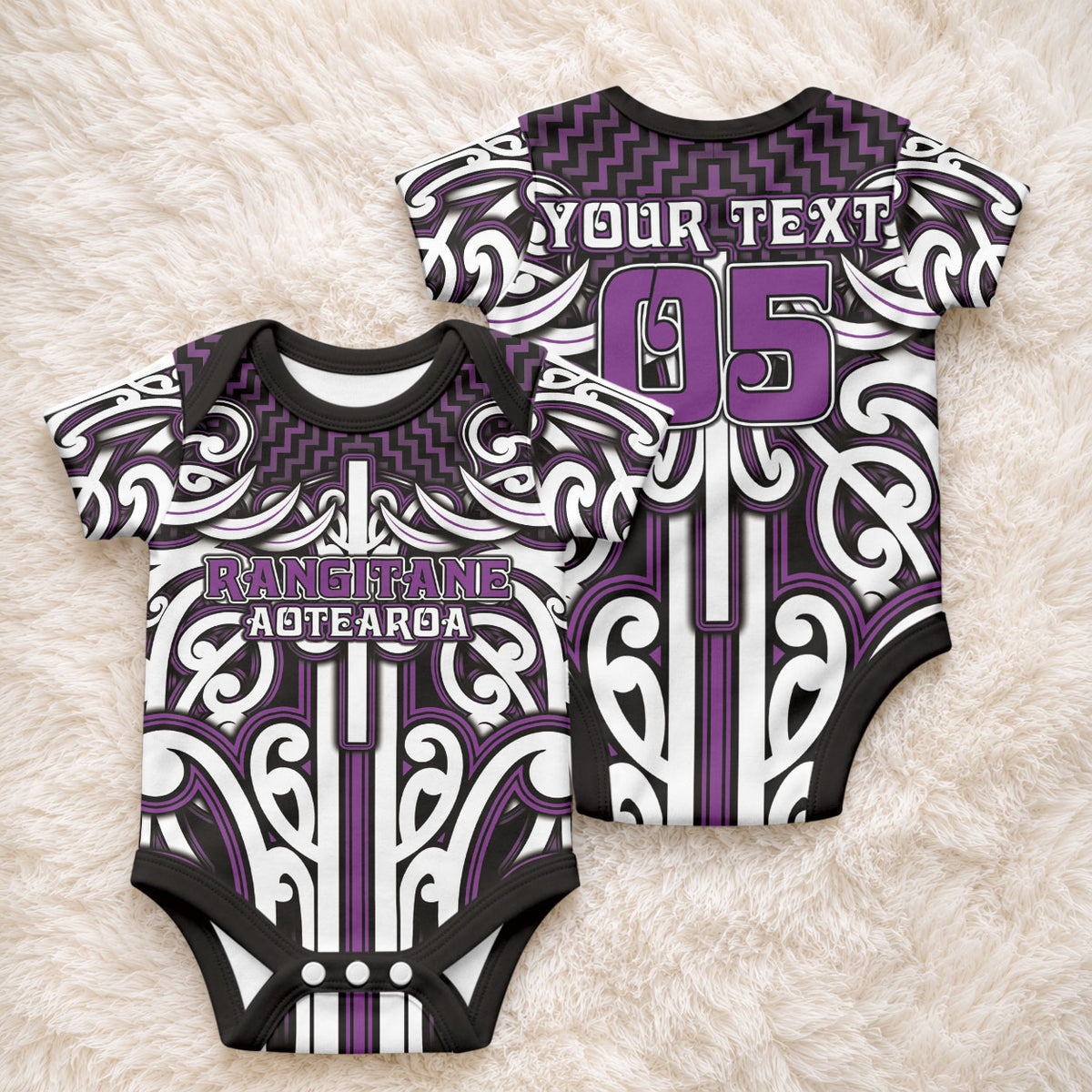 Custom Aotearoa Rangitane Baby Onesie Maori Tribal Pattern Mix Poutama LT05 - Polynesian Pride