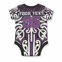 Custom Aotearoa Rangitane Baby Onesie Maori Tribal Pattern Mix Poutama LT05 - Polynesian Pride