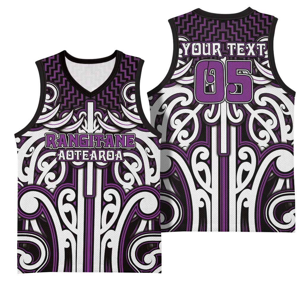 Custom Aotearoa Rangitane Basketball Jersey Maori Tribal Pattern Mix Poutama