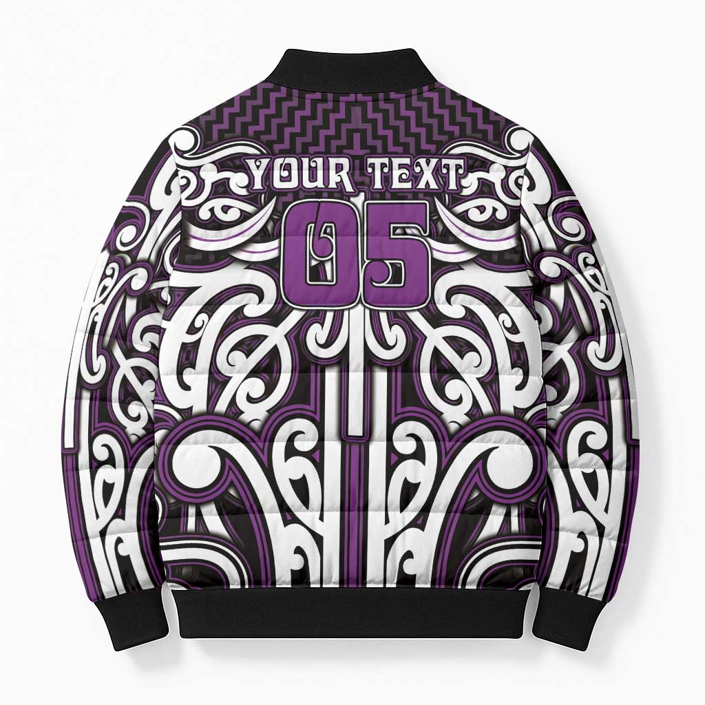 Custom Aotearoa Rangitane Bomber Puffer Jacket Maori Tribal Pattern Mix Poutama
