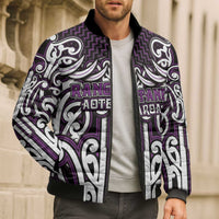 Custom Aotearoa Rangitane Bomber Puffer Jacket Maori Tribal Pattern Mix Poutama