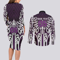 Custom Aotearoa Rangitane Couples Matching Long Sleeve Bodycon Dress and Long Sleeve Button Shirt Maori Tribal Pattern Mix Poutama