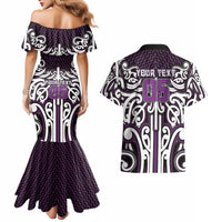 Custom Aotearoa Rangitane Couples Matching Mermaid Dress and Hawaiian Shirt Maori Tribal Pattern Mix Poutama