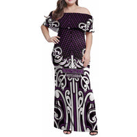 Custom Aotearoa Rangitane Family Matching Off Shoulder Maxi Dress and Hawaiian Shirt Maori Tribal Pattern Mix Poutama