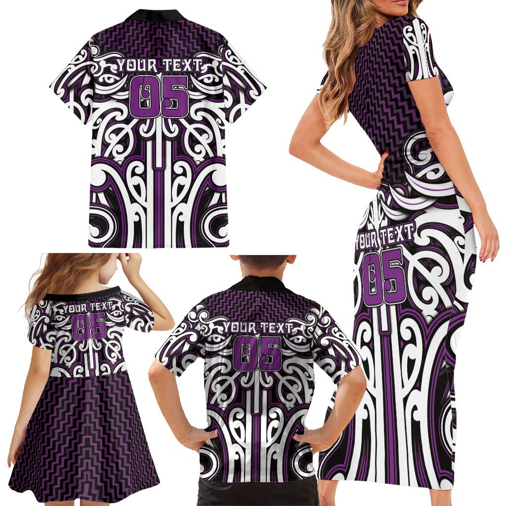 Custom Aotearoa Rangitane Family Matching Short Sleeve Bodycon Dress and Hawaiian Shirt Maori Tribal Pattern Mix Poutama LT05 - Polynesian Pride