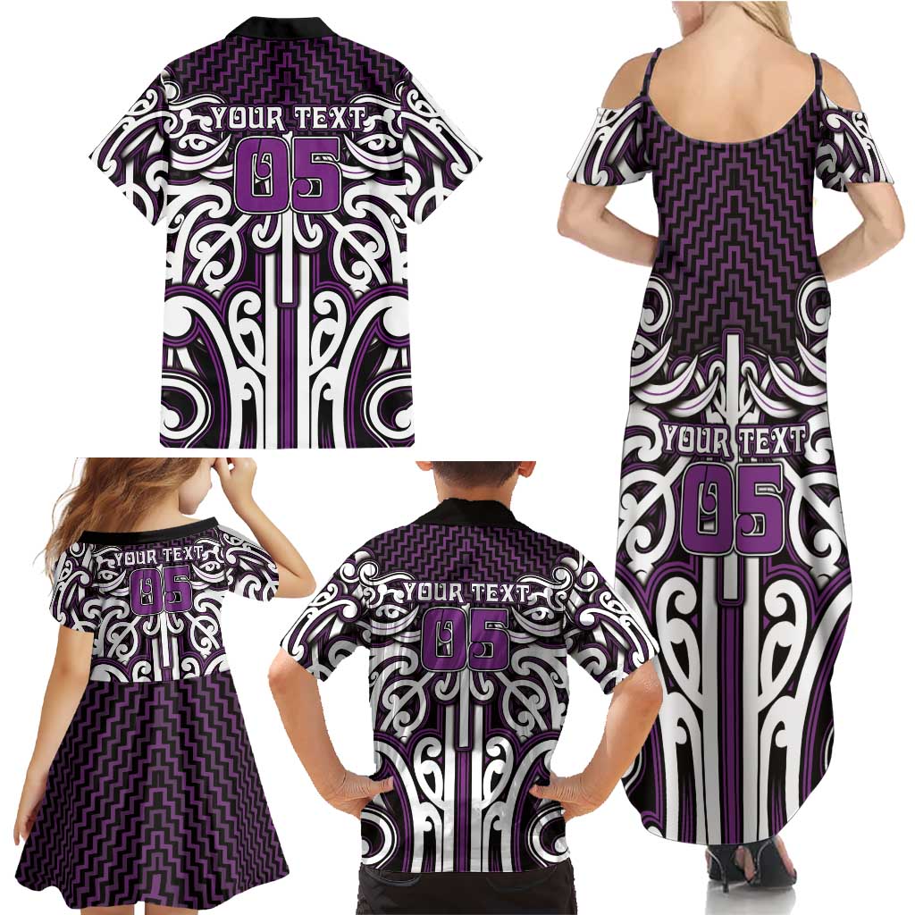 Custom Aotearoa Rangitane Family Matching Summer Maxi Dress and Hawaiian Shirt Maori Tribal Pattern Mix Poutama