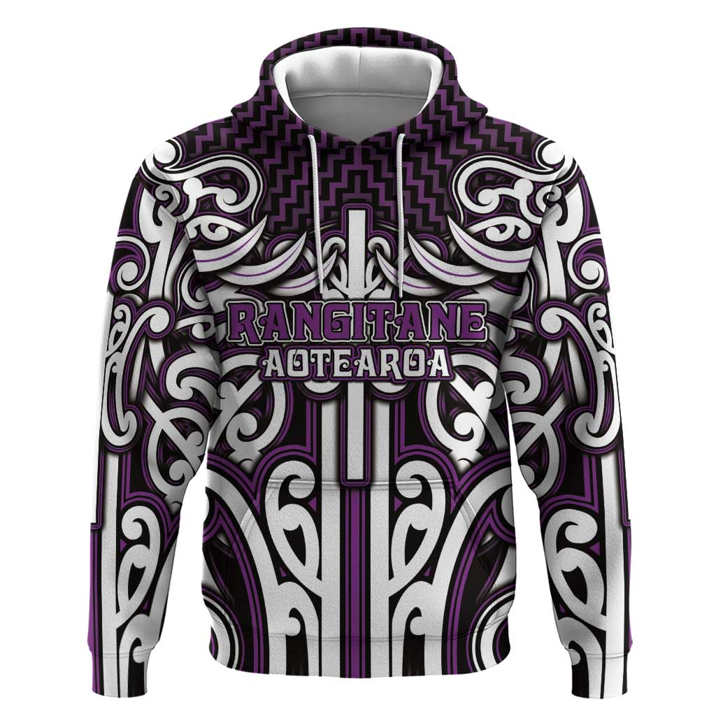 Custom Aotearoa Rangitane Hoodie Maori Tribal Pattern Mix Poutama