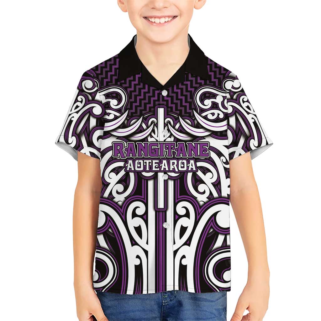 Custom Aotearoa Rangitane Kid Hawaiian Shirt Maori Tribal Pattern Mix Poutama