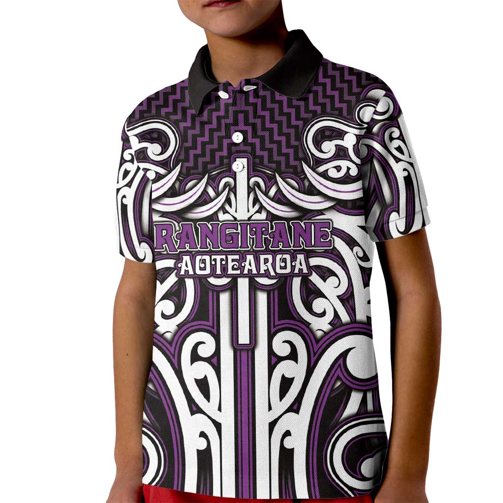 Custom Aotearoa Rangitane Kid Polo Shirt Maori Tribal Pattern Mix Poutama