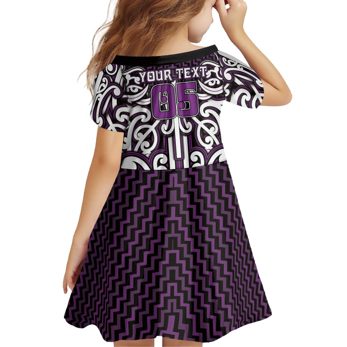 Custom Aotearoa Rangitane Kid Short Sleeve Dress Maori Tribal Pattern Mix Poutama