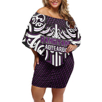 Custom Aotearoa Rangitane Off Shoulder Short Dress Maori Tribal Pattern Mix Poutama