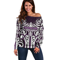 Custom Aotearoa Rangitane Off Shoulder Sweater Maori Tribal Pattern Mix Poutama