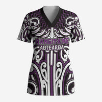 Custom Aotearoa Rangitane Scrub Top Maori Tribal Pattern Mix Poutama