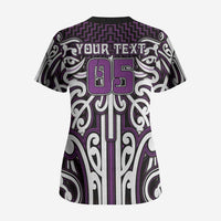 Custom Aotearoa Rangitane Scrub Top Maori Tribal Pattern Mix Poutama