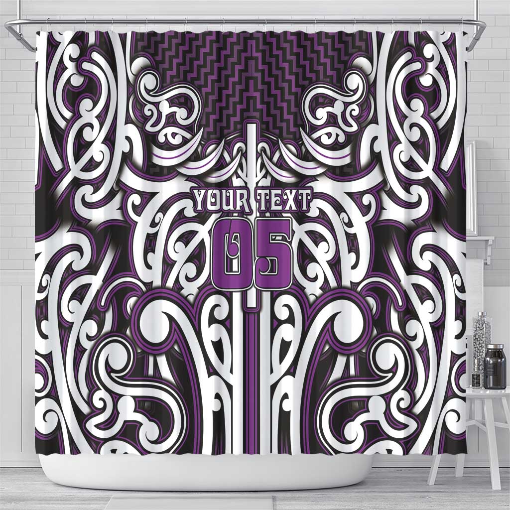 Custom Aotearoa Rangitane Shower Curtain Maori Tribal Pattern Mix Poutama