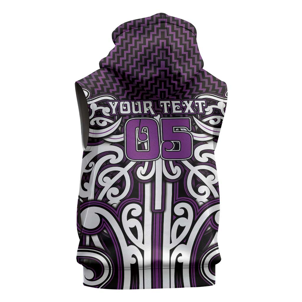 Custom Aotearoa Rangitane Sleeveless Hoodie Maori Tribal Pattern Mix Poutama