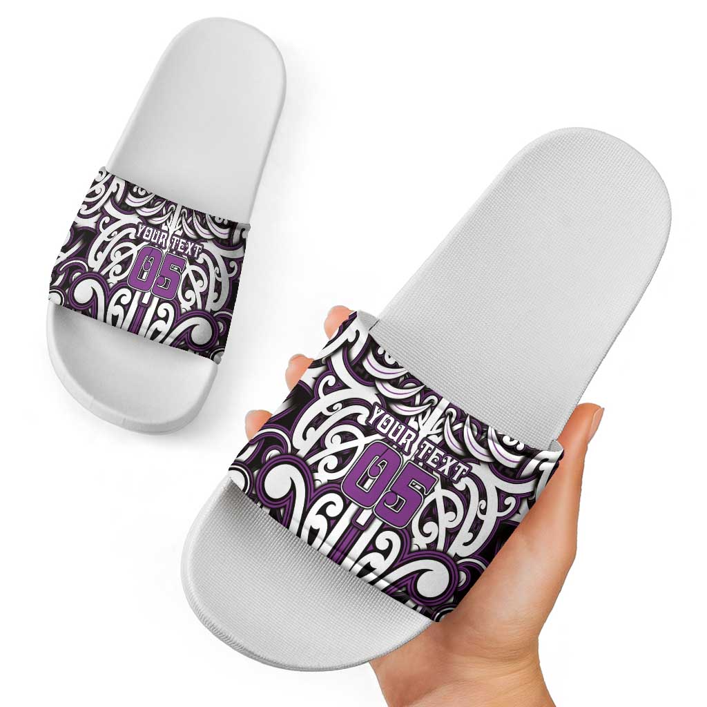 Custom Aotearoa Rangitane Slide Sandals Maori Tribal Pattern Mix Poutama