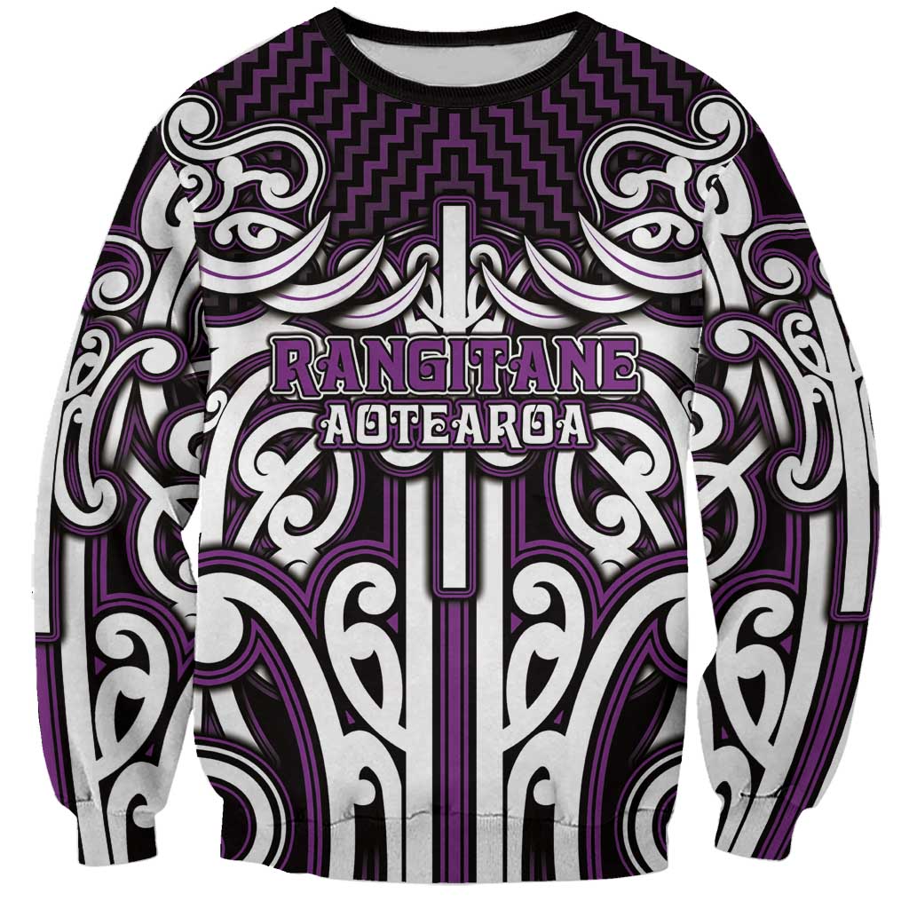 Custom Aotearoa Rangitane Sweatshirt Maori Tribal Pattern Mix Poutama