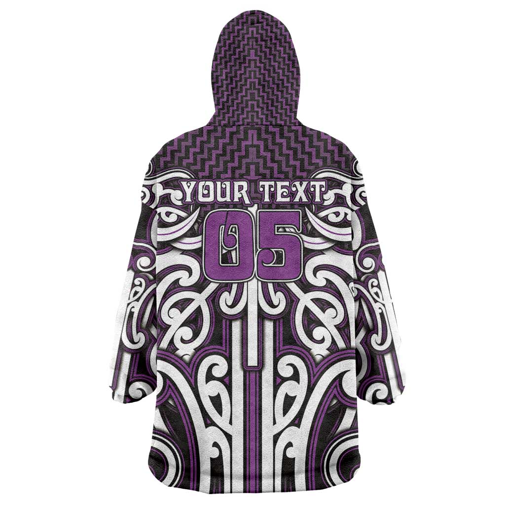 Custom Aotearoa Rangitane Wearable Blanket Hoodie Maori Tribal Pattern Mix Poutama