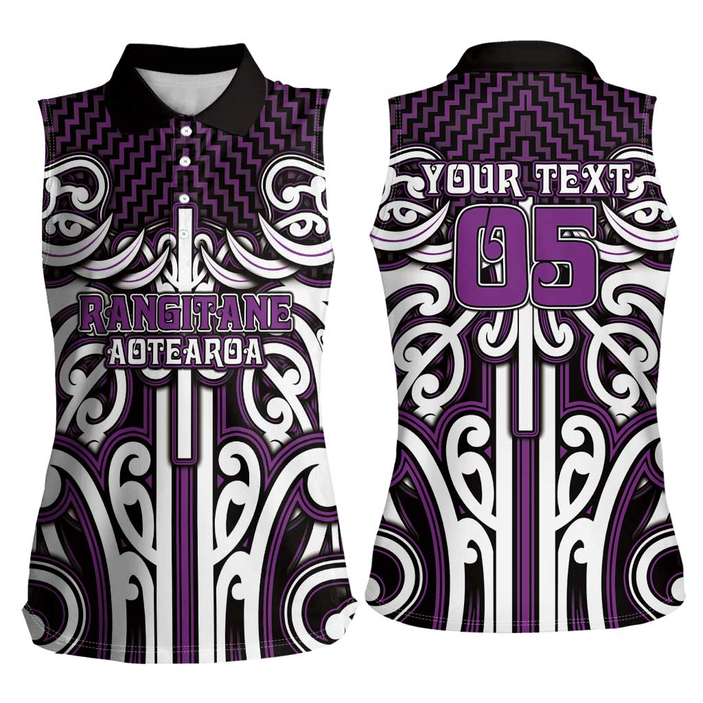 Custom Aotearoa Rangitane Women Sleeveless Polo Shirt Maori Tribal Pattern Mix Poutama