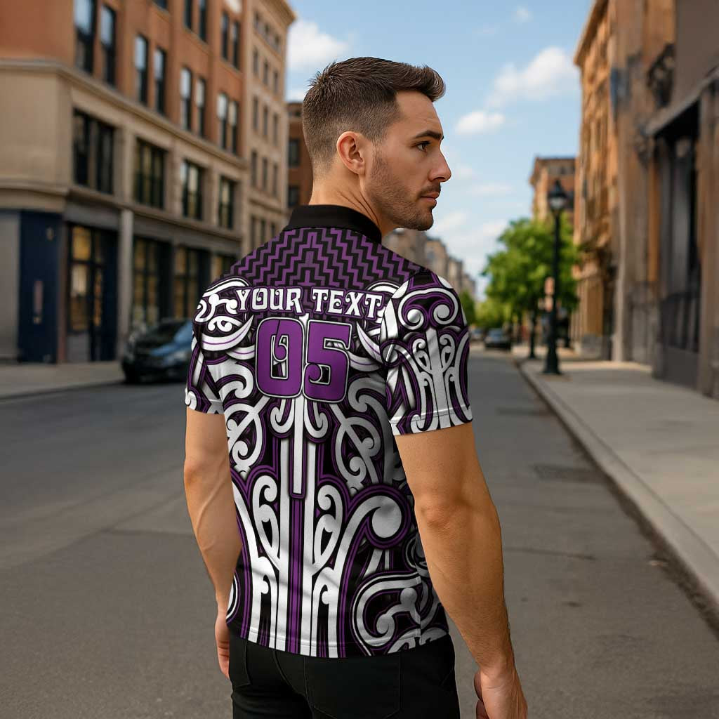 Custom Aotearoa Rangitane Zipper Polo Shirt Maori Tribal Pattern Mix Poutama