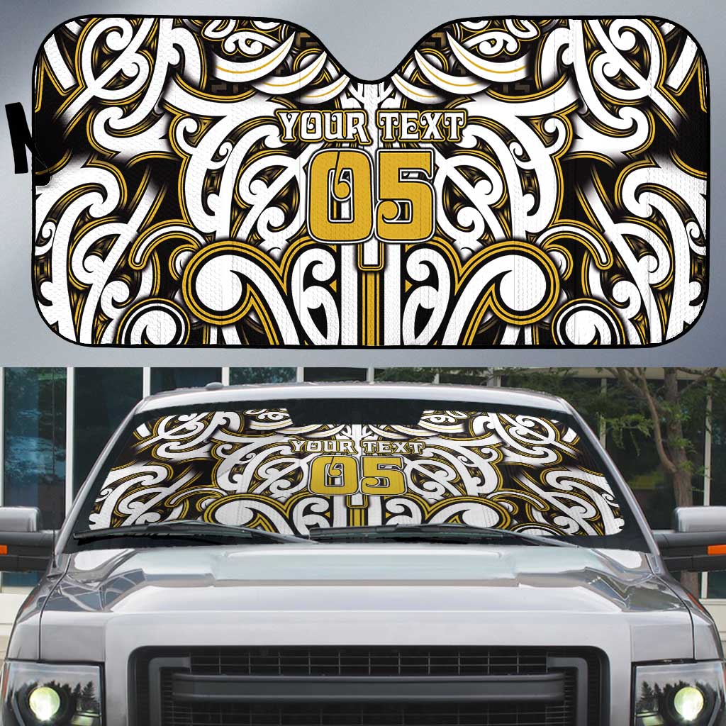 Custom Aotearoa Taranaki Auto Sun Shade Maori Tribal Pattern Mix Poutama