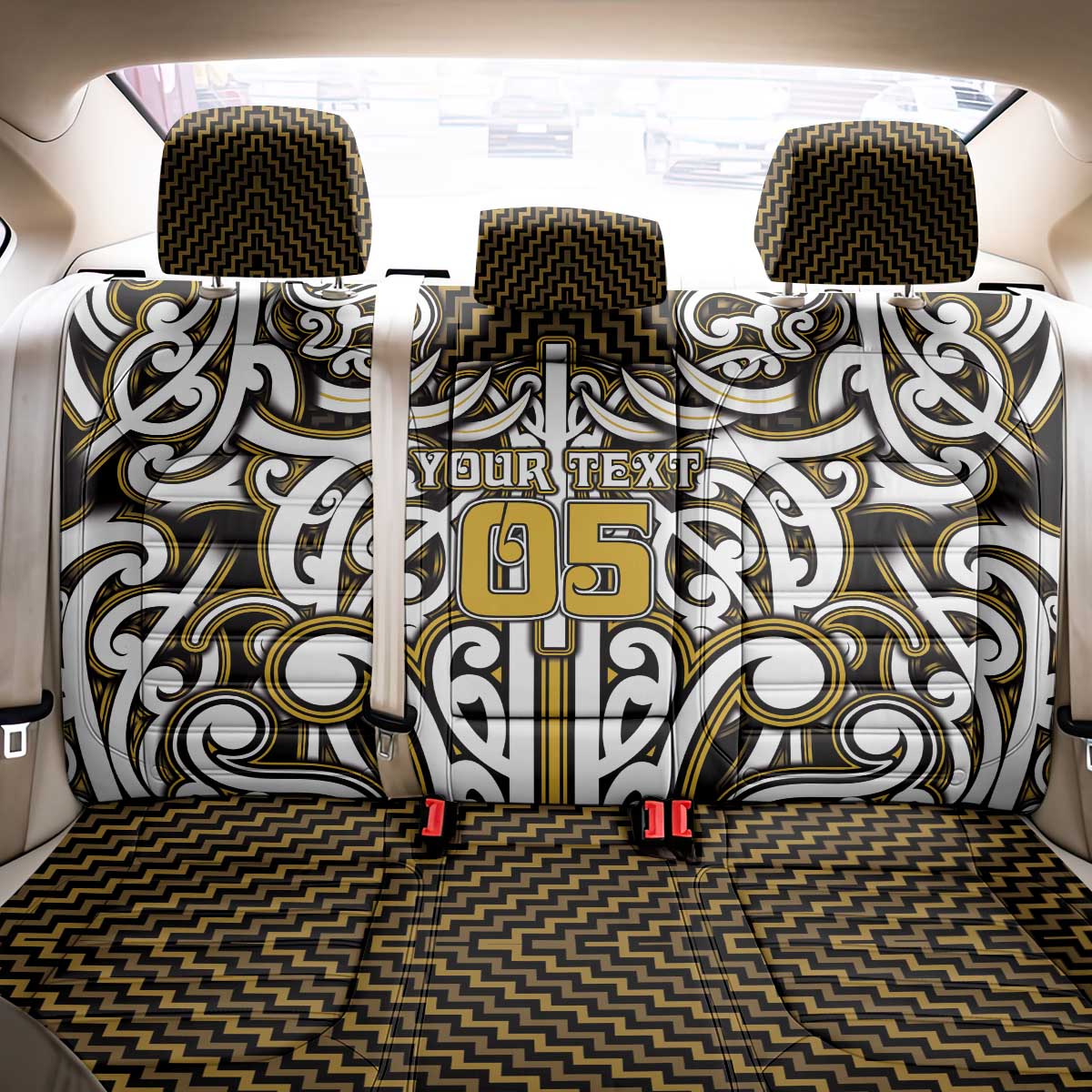 Custom Aotearoa Taranaki Back Car Seat Cover Maori Tribal Pattern Mix Poutama