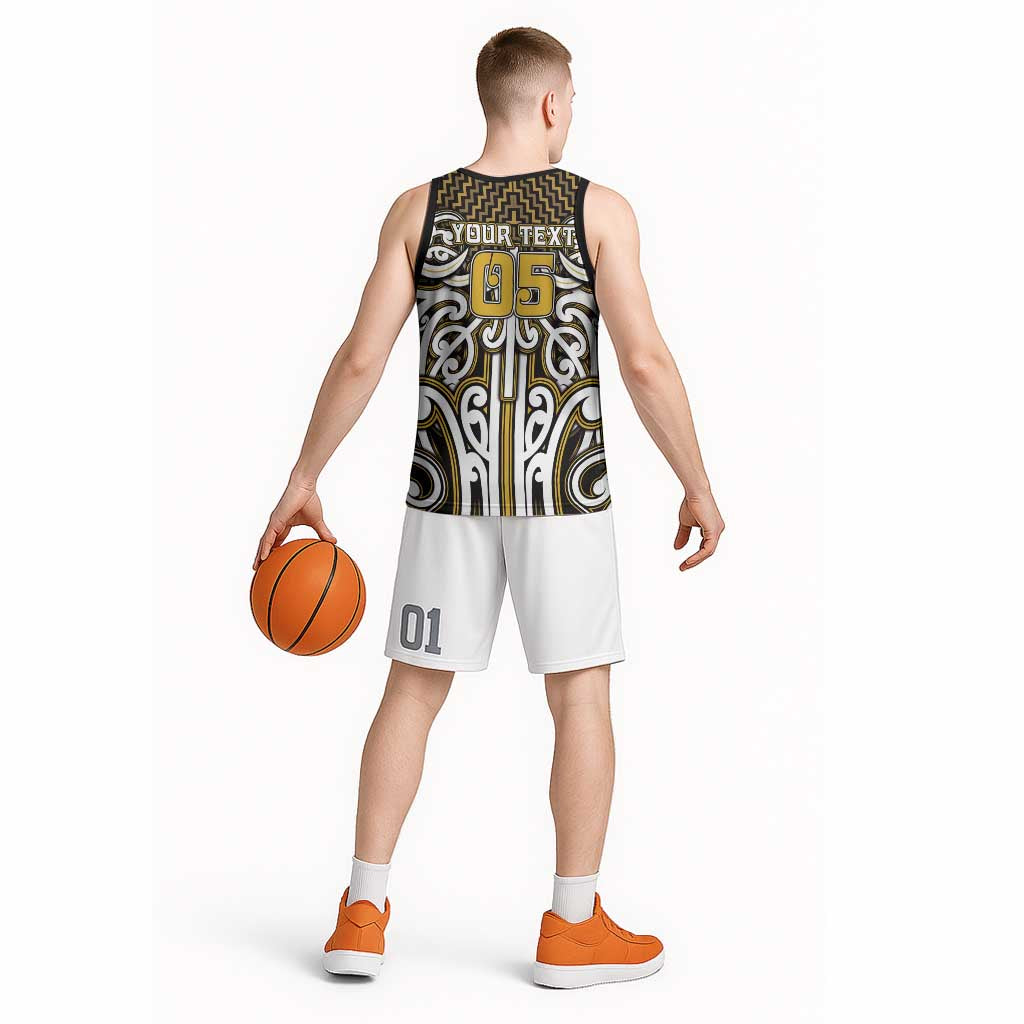 Custom Aotearoa Taranaki Basketball Jersey Maori Tribal Pattern Mix Poutama
