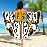 Custom Aotearoa Taranaki Beach Blanket Maori Tribal Pattern Mix Poutama